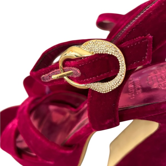 Vince Camuto Velvet platform magenta dress sandals new 8.5 retro 70’s - Picture 8 of 9